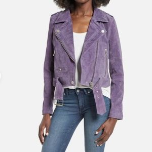Blank NYC Purple Suede Moto Leather Jacket